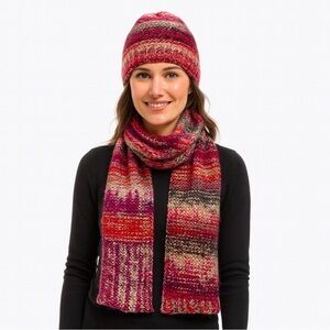 The Limited Knit Scarf and Beanie Set Multicolor with Metallic Thread EUC